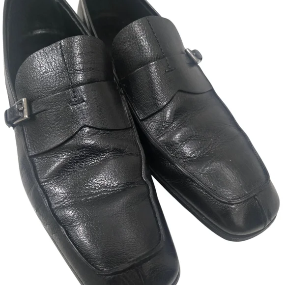 PRADA Men Black Soft Slip-on Single Strap Penny Loafers Designer Shoes Sz 10 - Picture 2 of 7